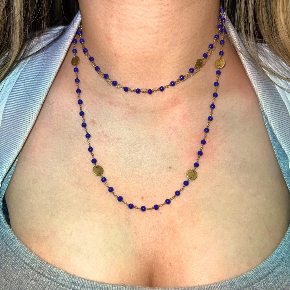 Kendra Scott Necklace - Royal Blue Beaded with Gold Discs